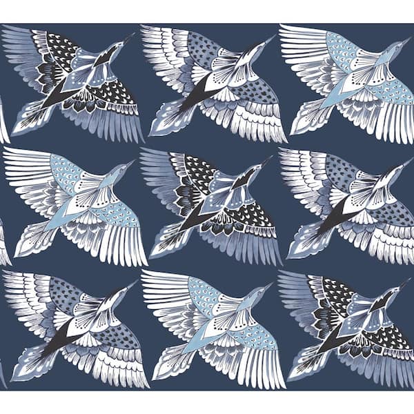 York Wallcoverings 45 sq ft Feather Flight Blue Peel and Stick Non-woven Wallpaper