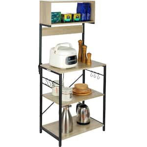 Kitchen Bakers Rack 4-Tier Storage Shelf with Cabinet Microwave Oven Stand Dish Racks