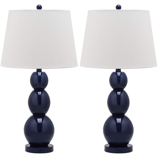 SAFAVIEH Jayne 27.5 in. Navy Three Sphere Glass Table Lamp with White ...