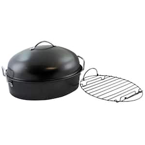 Kenmar 16 in. Carbon Steel Roaster Pan with High Dome Lide