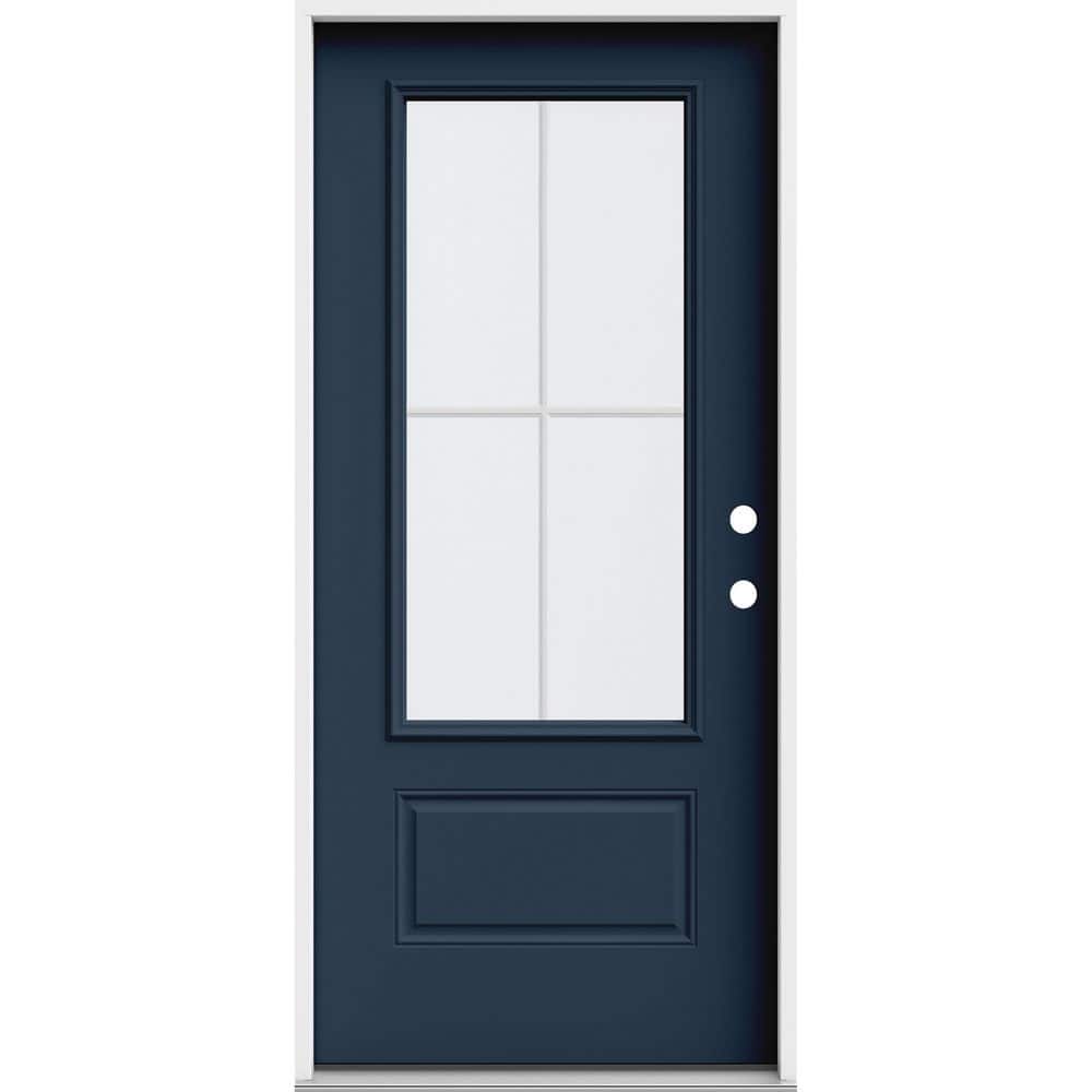 36 in. x 80 in. 1 Panel Left-Hand/Inswing 3/4 Lite Clear Glass Revival Blue Steel Prehung Front Door price history on PriceWatchPro