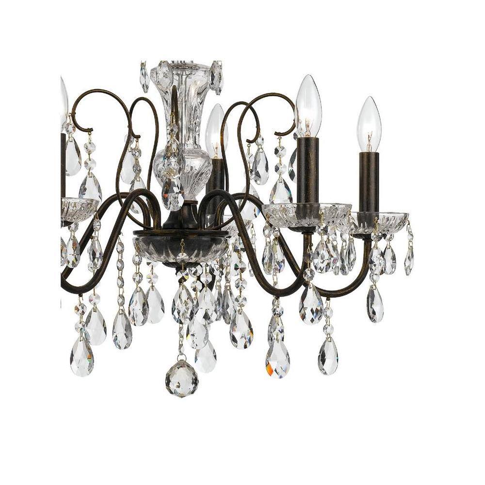 Butler 5-Light English Bronze and Clear Crystal Chandelier