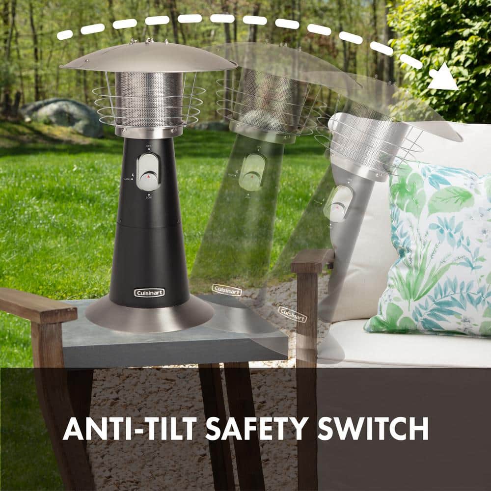 Black Stainless Steel Portable Tabletop Patio Heater, 11,000 BTU