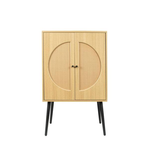 Angel Sar Natural Wood Buffet with 2 Symmetrical Semi-Circular Plastic ...