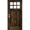 Krosswood Doors 36 in. x 80 in. Craftsman Knotty Alder Right Hand 6-Lite Clear Low-E Black Stain Wood Single Prehung Front Door KA.550.30.68.134.RH.BLK