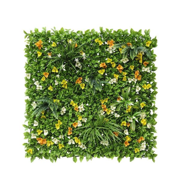 BANSA ROSE 40 in. H x 40 in. W Plastic Artificial Ivy Boxwood Hedge Privacy Garden Fence for Home Backyard Garden, 6 Mixed Leaves