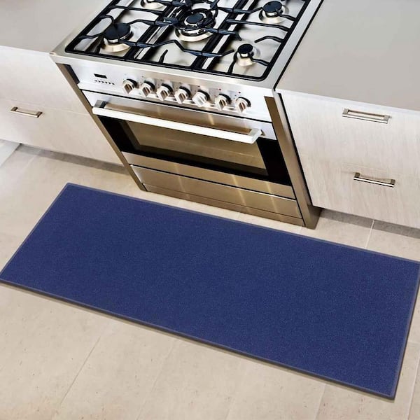 Ottohome Collection Non-Slip Rubberback Modern Solid Design 2x5 Indoor Runner Rug, 1 ft. 8 in. x 4 ft. 11 in., Navy