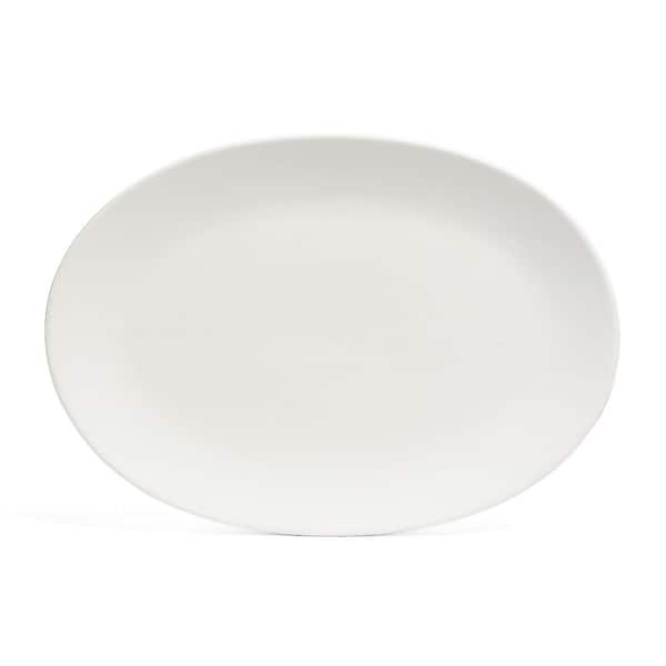 Coupe 16.4 in. Semi-Matte White Hand-Finished Stoneware Oval Serving Platter