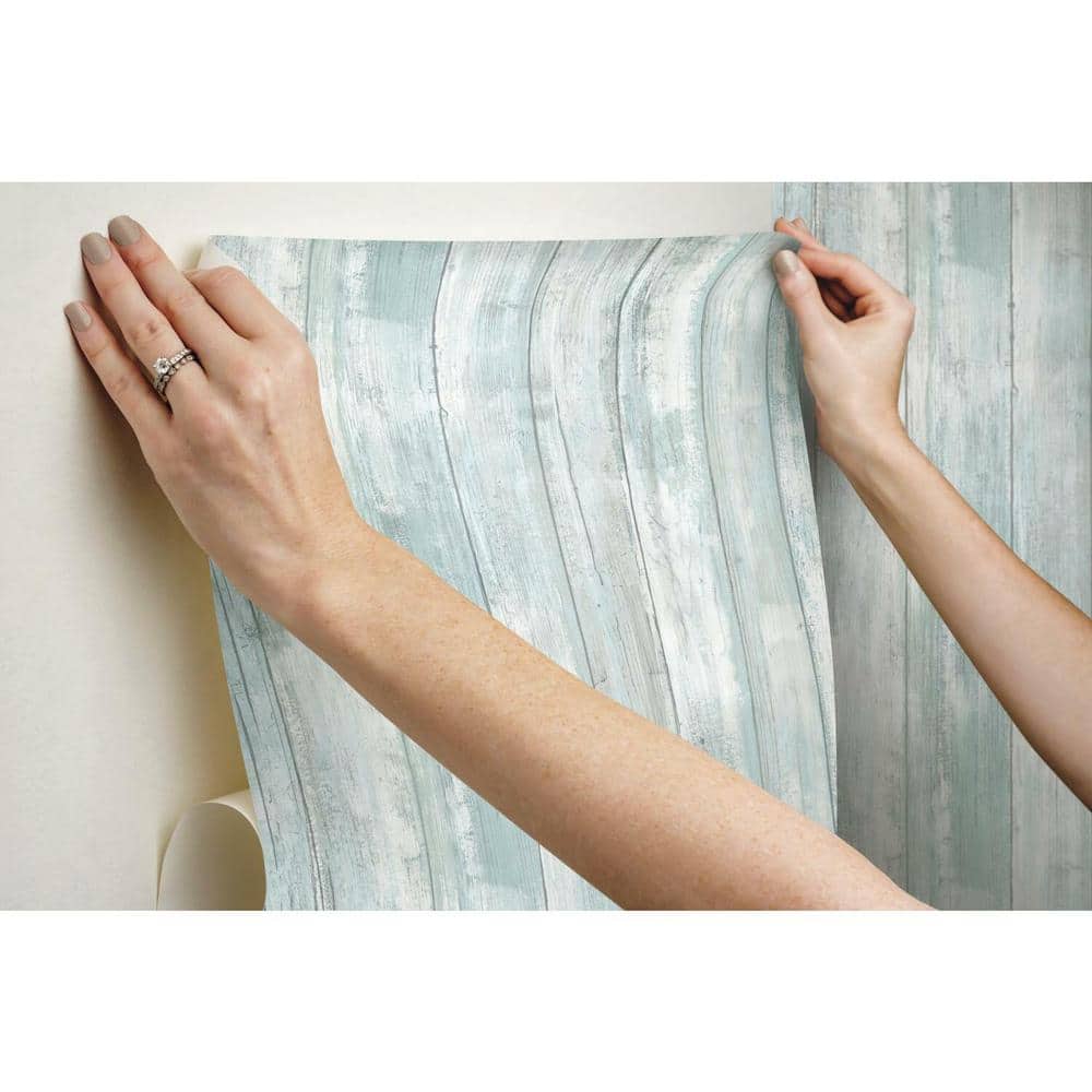 Denim Blue Distressed Wood Peel and Stick Wallpaper Roll