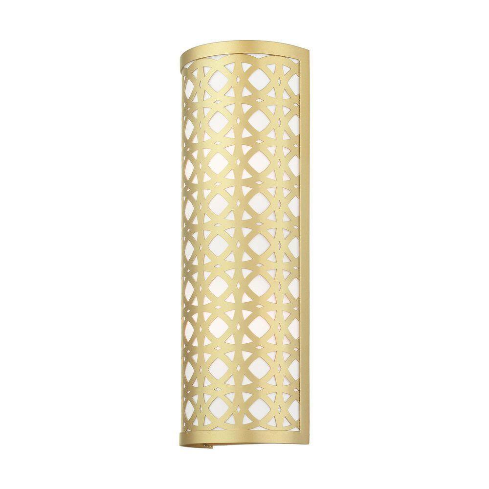 Soft Gold Steel Cylinder Wall Mount Sconce with Latticework