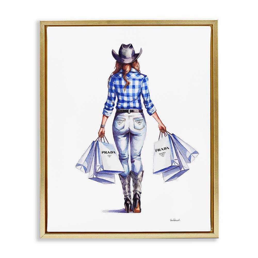 Chic Cowgirl & Shopping Bags by Amanda Greenwood Gold Floater Frame People Graphic Art Print 21 in. x 17 in. price history on PriceWatchPro