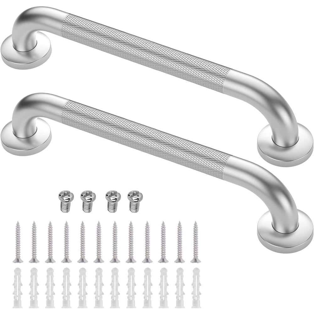 16-Inch Chrome Anti-Slip Stainless Steel Grab Bars, 2-Pack