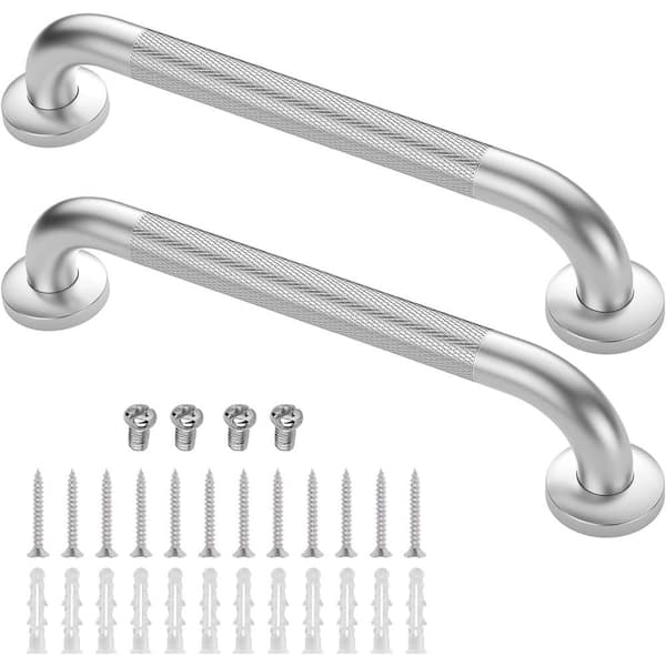 Adrinfly 16 in. Concealed Screw Anti Slip Shower Grab Bars in Stainless Steel (2-Pack)