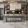 FUFU&GAGA Wooden Gray Wood Grain 118 in. Width Rectangle Double Pedestal Double-based Dining Table for 10 KF210253-034