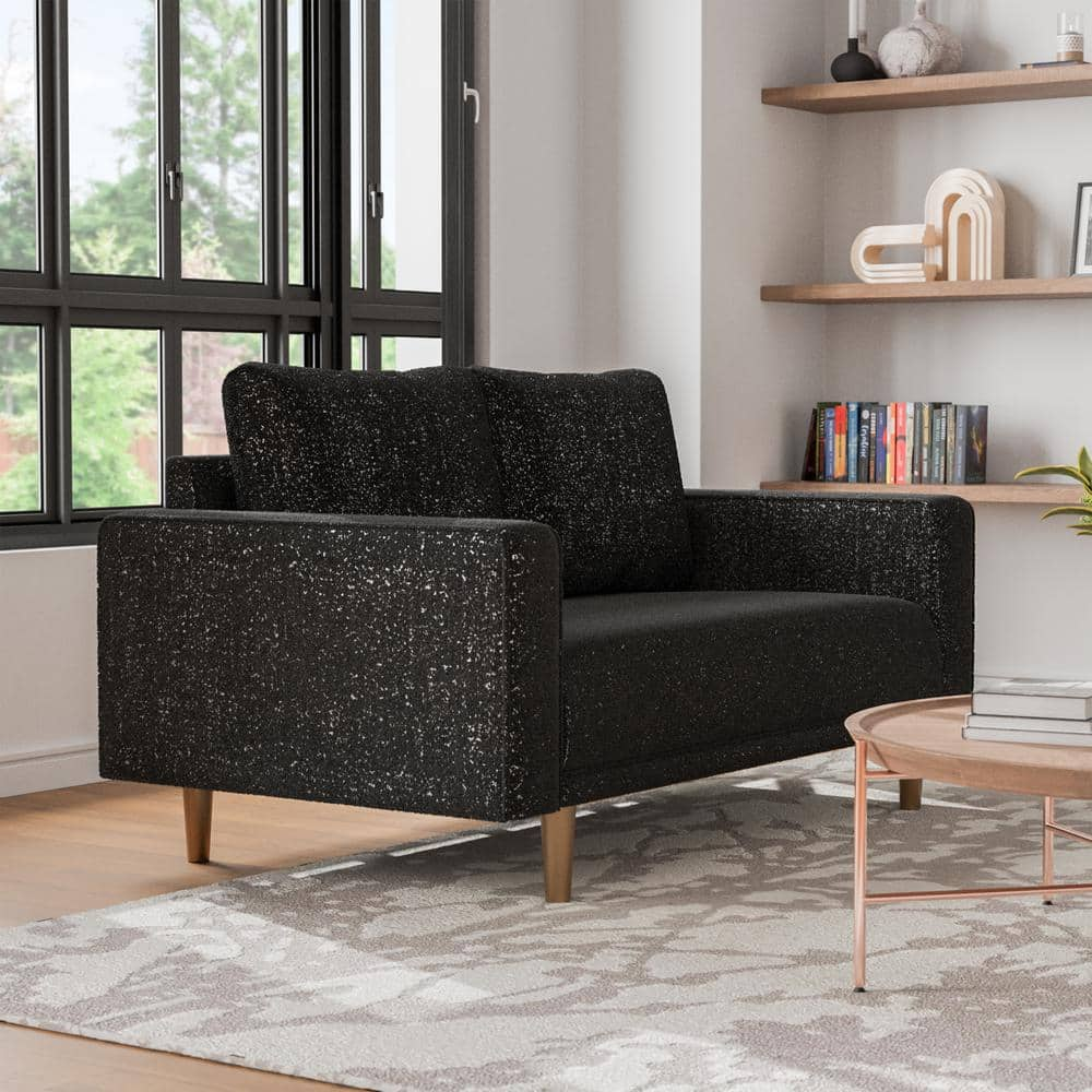 Furniture Of America Megan 63 5 In Black Boucle Polyester Fabric   Black Furniture Of America Loveseats Idf 61000bk Lv 64 1000 