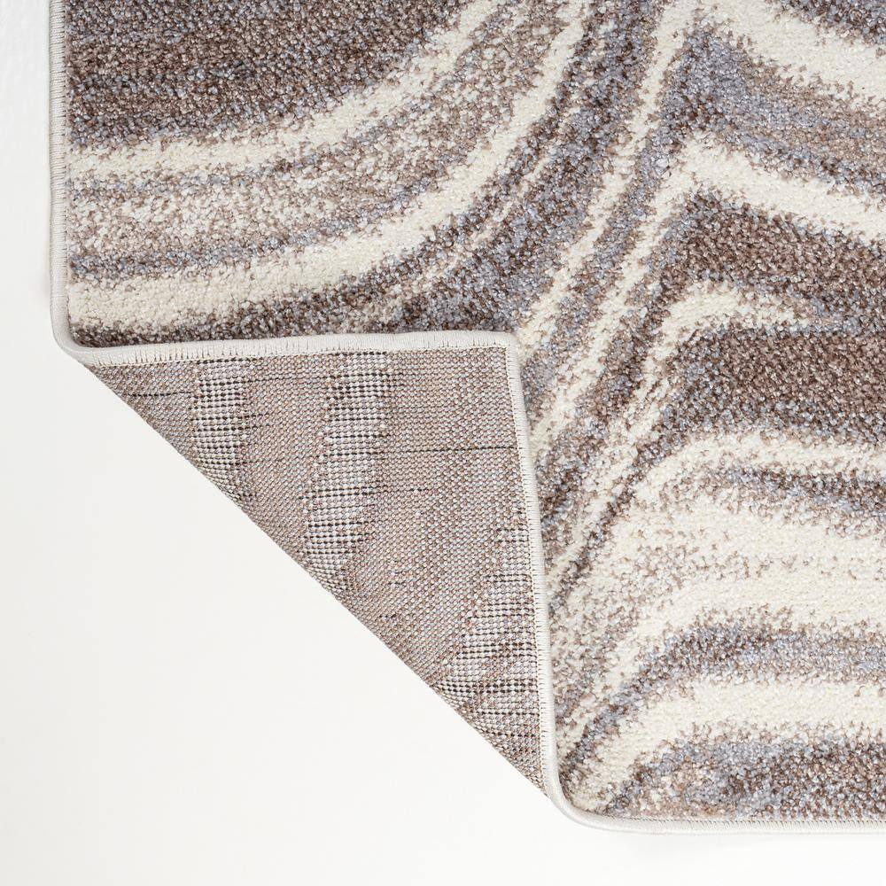 Brown and Cream Abstract Marble 2 x 8 Synthetic Runner Rug