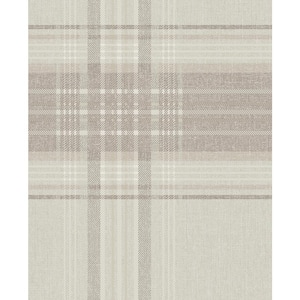 Rhea Plaid Taupe/Gold Vinyl Peelable Roll (Covers 56 sq. ft.)