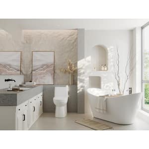 Ursa 1-Piece 1.1/1.6 GPF Dual Flush 12 in. Rough in Size Comfortable Height Elongated Toilet in White Seat Included