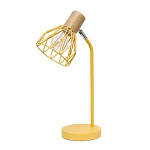 18.19 in. Industrial Farmhouse Fusion Adjustable Cage Wire Office Task and Reading Desk Lamp, Yellow