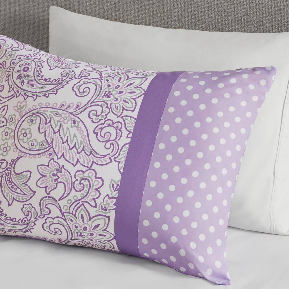 Full Purple Microfiber Comforter Set with Decorative Pillows