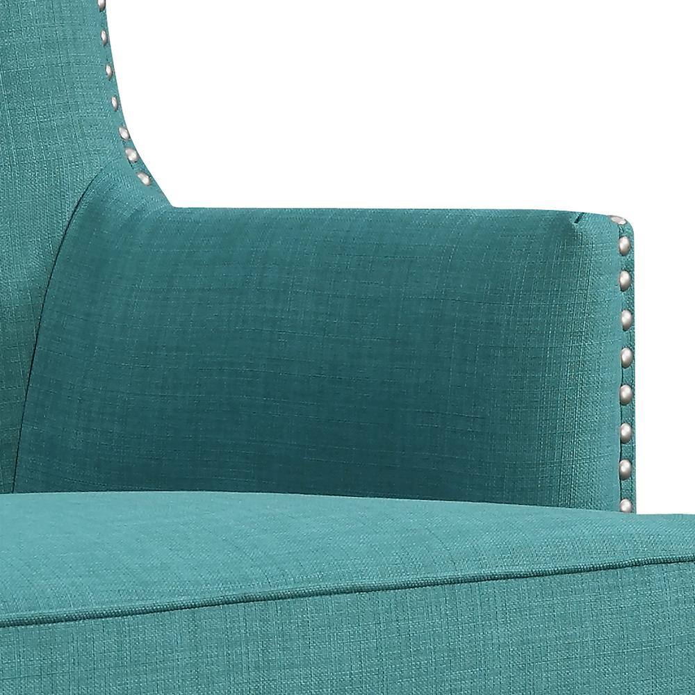 Heirloom Teal High-Back Accent Chair with Studded Trim