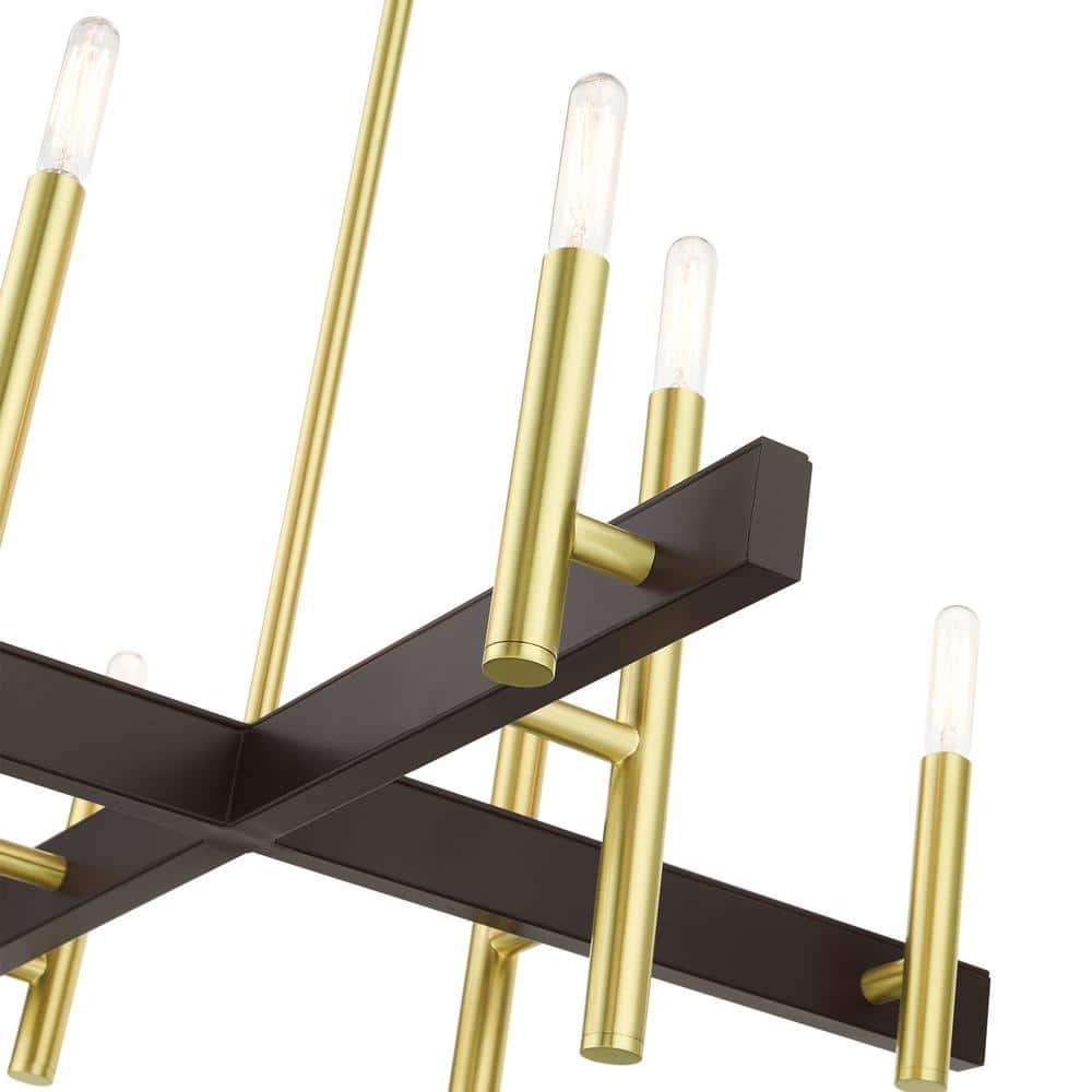Denmark Satin Brass 8-Light Mid-Century Modern Chandelier