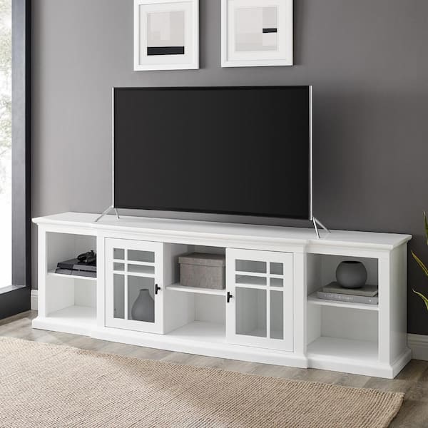 Walker Edison Furniture Company 80 in. Transitional White Wood TV