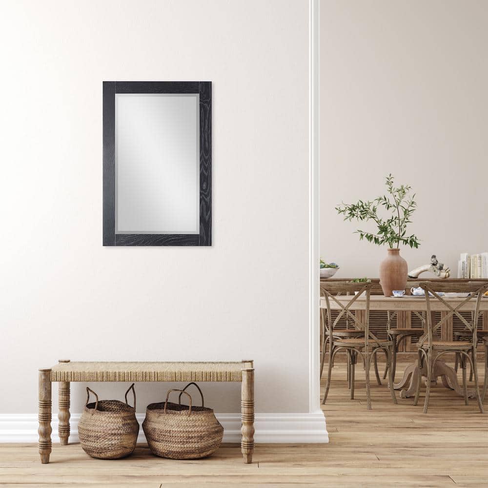 Ivy Black Oak Rectangular Wood Framed Wall Mirror