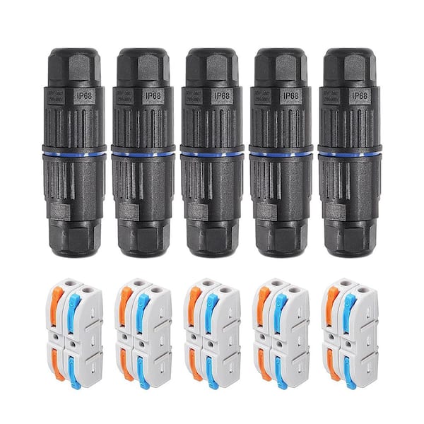 Ahfiwaso 5-Piece Outdoor Electrical Junction Box Cable Connector Locknut with Replaceable Lever Connectors and Waterproof, Black