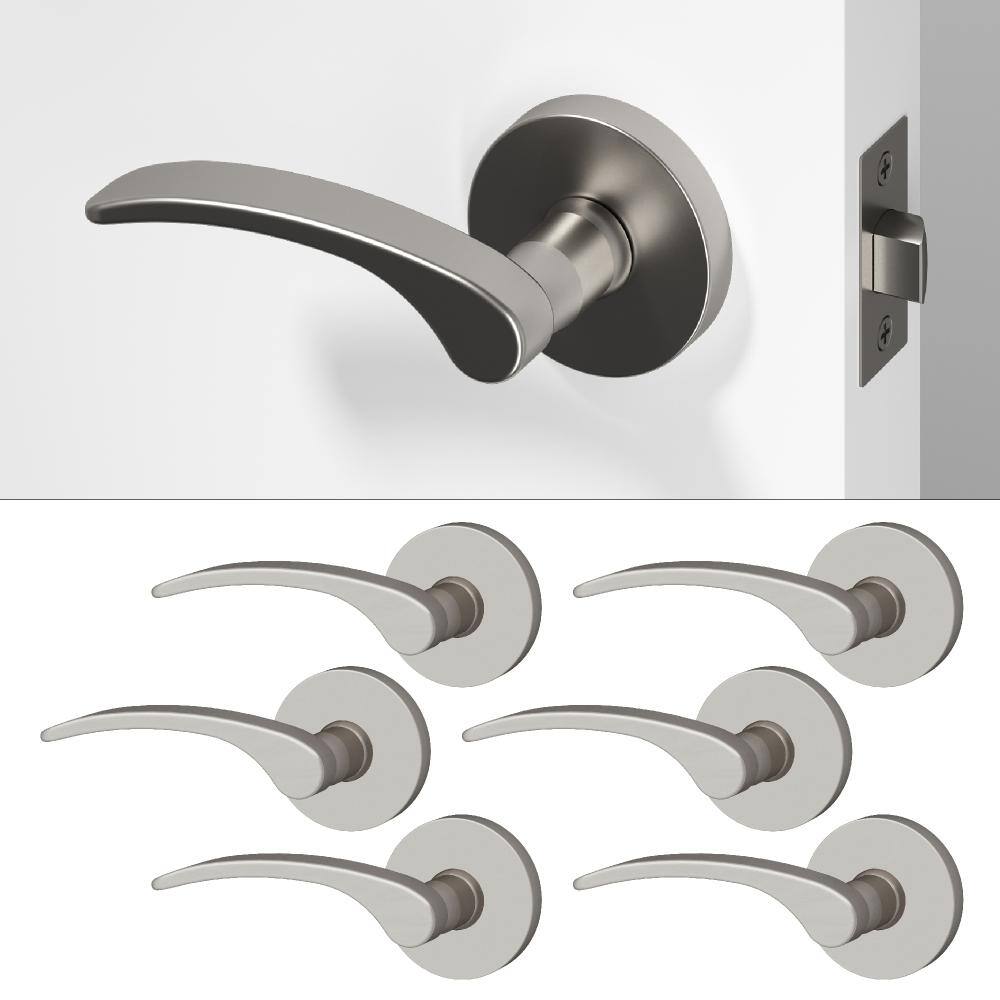 Brook Metal Brushed Nickel Passage Hall/Closet Flat Door Handle with Round Rosette 6-Pack price history on PriceWatchPro