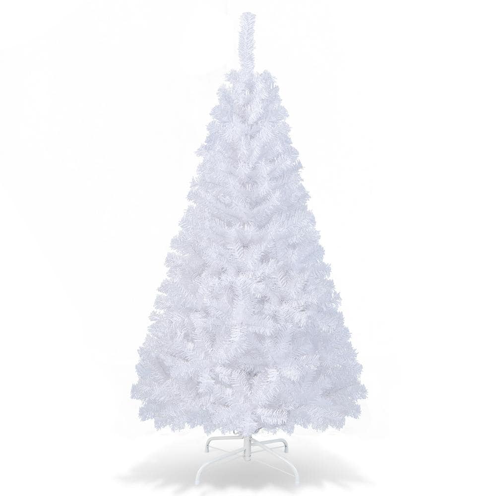 ANGELES HOME 5 ft.White Unlit Christmas Tree with Solid Metal Legs