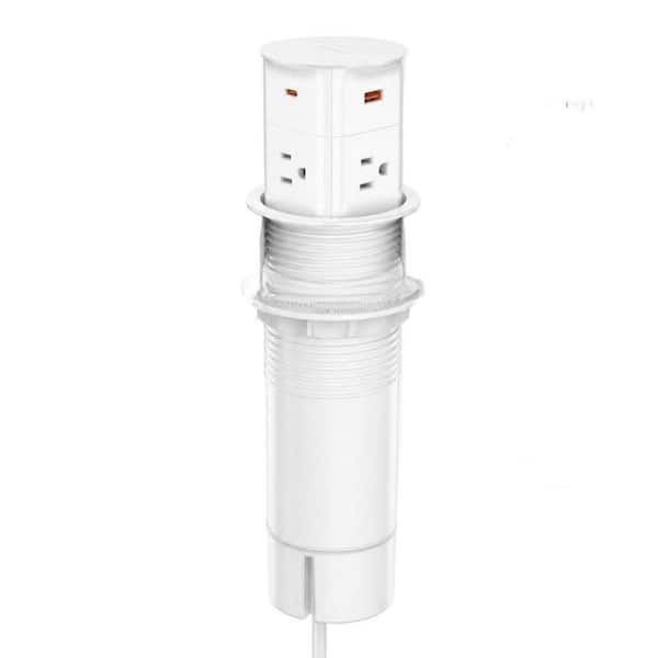 3.15 in. Desk Grommet Power Station with 6ft Cord, Pop up Outlet for Countertop, White