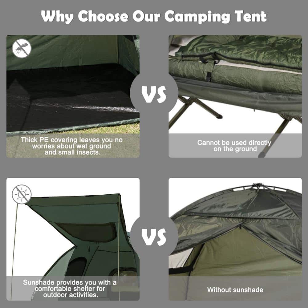 Green Four Season Solo Dome Camping Tent with Carry Bag
