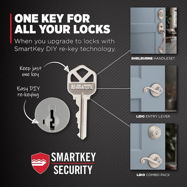 Kwikset Lido Satin Nickel Keyed Entry Door Handle with Lock