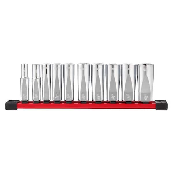 Milwaukee - 3/8 in. Drive SAE Deep Well 6-Point Socket Set (10-Piece)