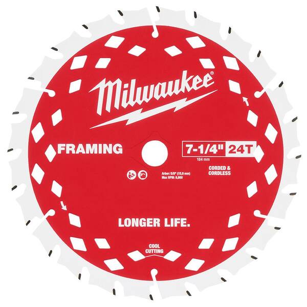 Milwaukee 7-1/4 in. x 24-Tooth Framing Circular Saw Blade (2 Milwaukee 7-1/4 in. x 24-Tooth Framing Circular Saw Blade (2