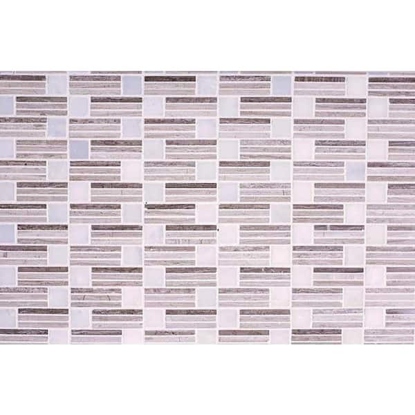 Apollo Tile White and Beige 12 in. x 12 in. Polished Marble Mosaic Tile (5.00 sq. ft./Case)