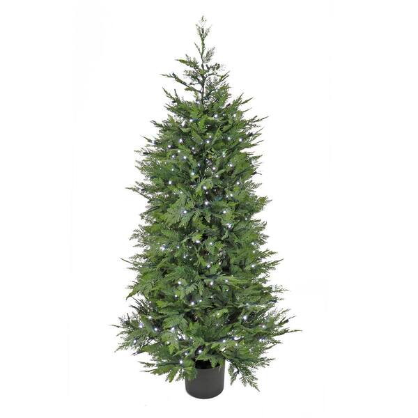 National Tree Company 60 in Artificial Cypress Topiary in Black Plastic