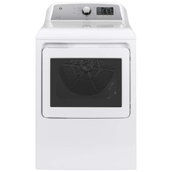 GE 7.4 cu. ft. 240-Volt White Electric Vented Dryer with Sanitize Cycle, ENERGY STAR
