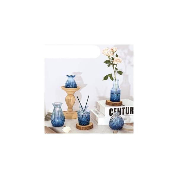 Classic Series 4.4 in. Blue Glass Various Shape Decorative Vase