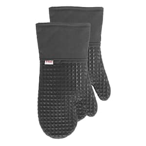 Charcoal Waffle Silicone Oven Mitt Set (2-Pack)