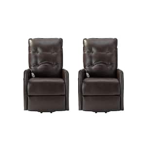Karen Brown Mid-century Morden Small leather Power Livingroom Recliner chair With Tufted Back (Set of 2)