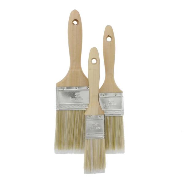 GAM 1-1/2 in. Flat, 2 in. Flat, 3 in. Flat Polyester Detail Brush Paint Brush Set (15-Pack)