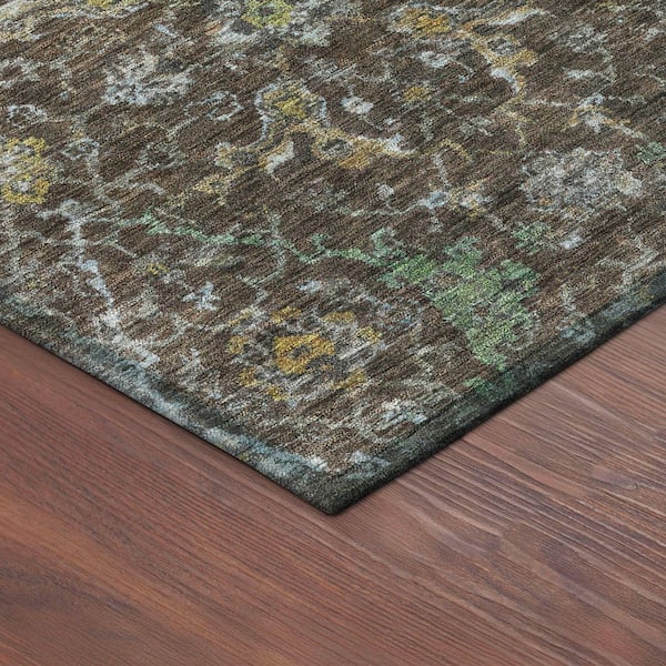 Chantille Machine Washable Indoor/Outdoor Abstract ACN2359 Chocolate 8 ft. x 10 ft. Area Rug