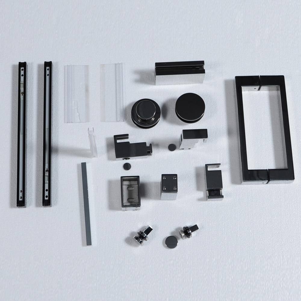 60'' Matte Black Frameless Sliding Shower Door with Clear Glass