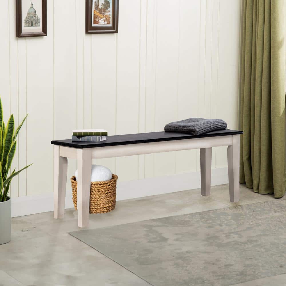 Shaker Backless Dining Bench 44 in. - European Black Ash/Antique White