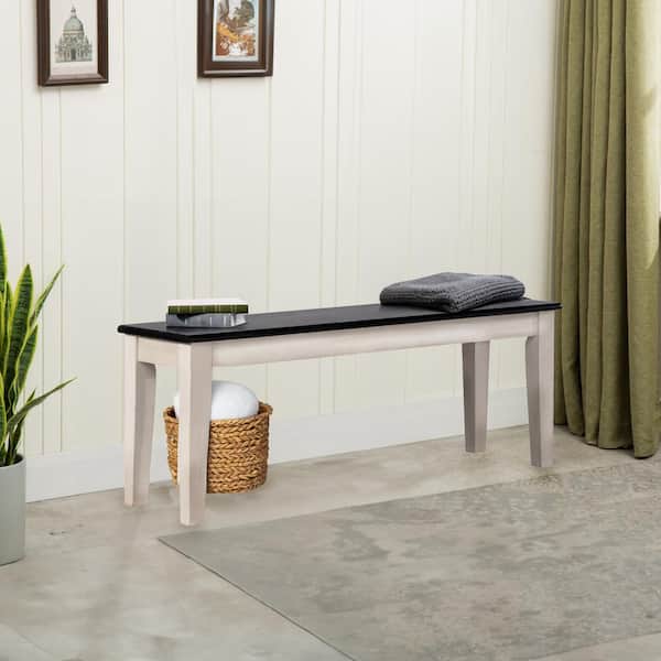Boraam Shaker Backless Dining Bench 44 in. - European Black Ash/Antique White