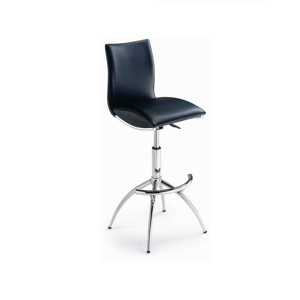 Adjustable and Swivel Bar-Height Bar Stool in Black Color (Set of 2)