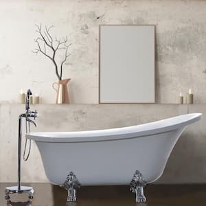 Pantin 69 in. Acrylic Clawfoot Freestanding Bathtub in White