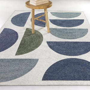 Fleta Blue 5 ft. x 7 ft. Geometric Area Rug